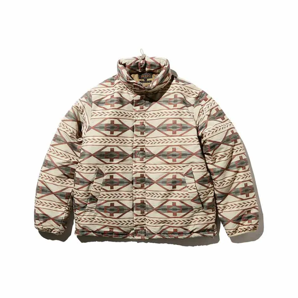 New BEAMS Plus - Manteau Puff Jacquard - Marron