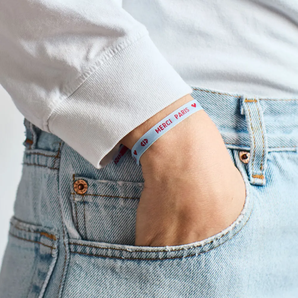Sale SC01 Bracelet Ruban Merci Paris - Bleu