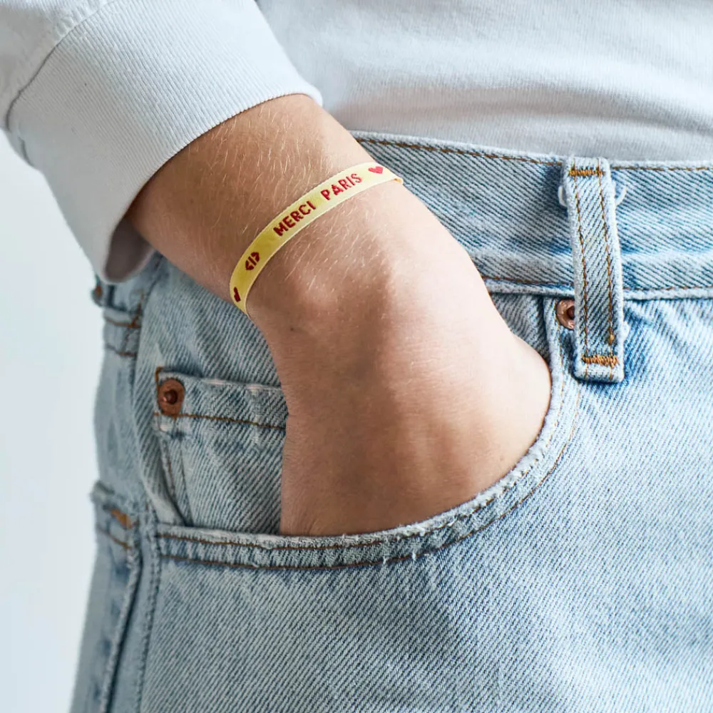 Online SC01 Bracelet Ruban Merci Paris - Jaune
