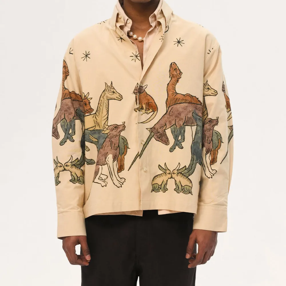 Online CARNE BOLLENTE - Chemise Moonlight Fauna - Beige