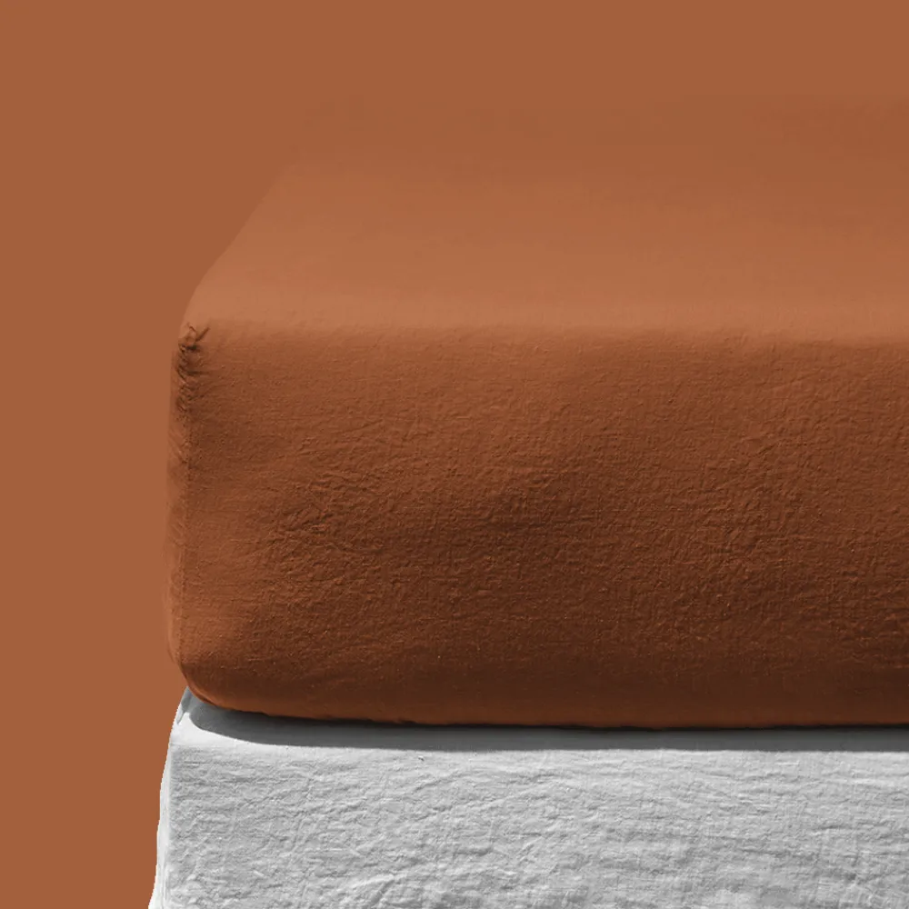 Sale 200 LINTEX Drap-housse en lin lavé - Brique de Sienne BriquedeSienne