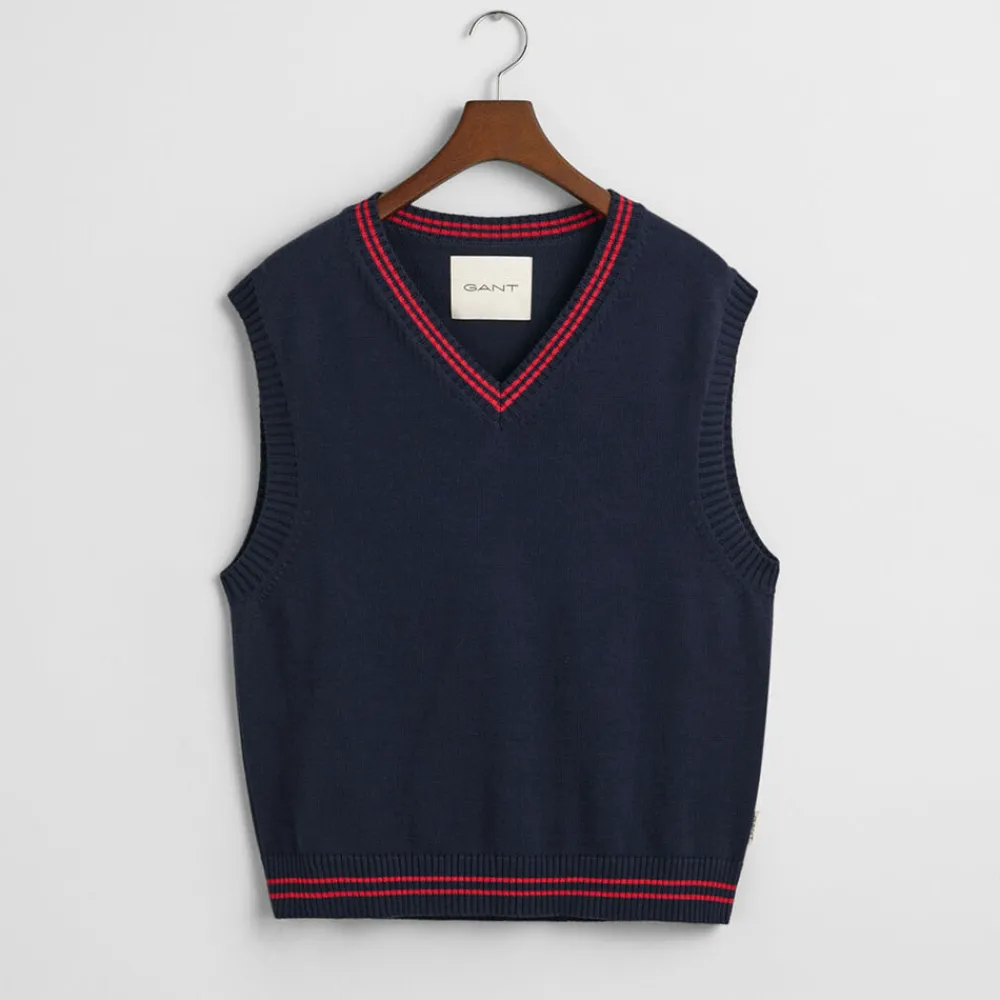 Discount GANT - Pull Col V - Evening Blue