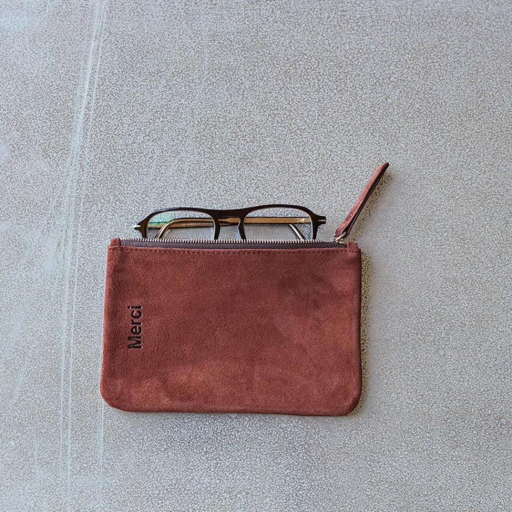 New MERCI - Pochette en daim - Muscat