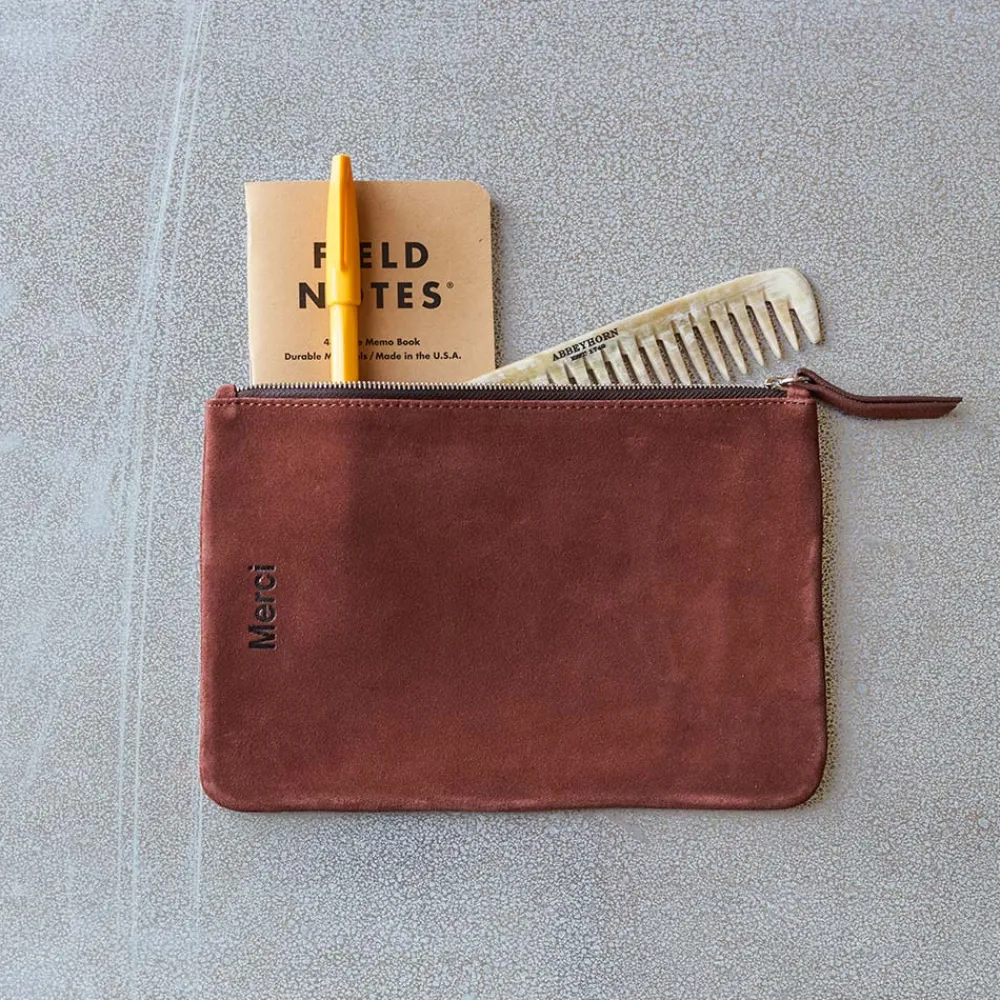 New MERCI - Pochette en daim - Muscat