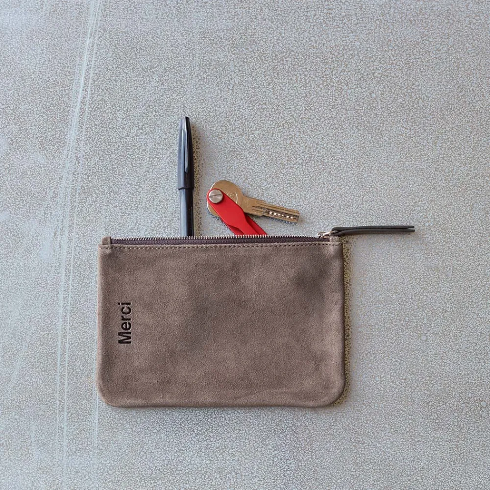 New MERCI - Pochette en daim - Saloon