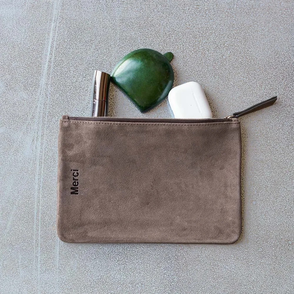 New MERCI - Pochette en daim - Saloon