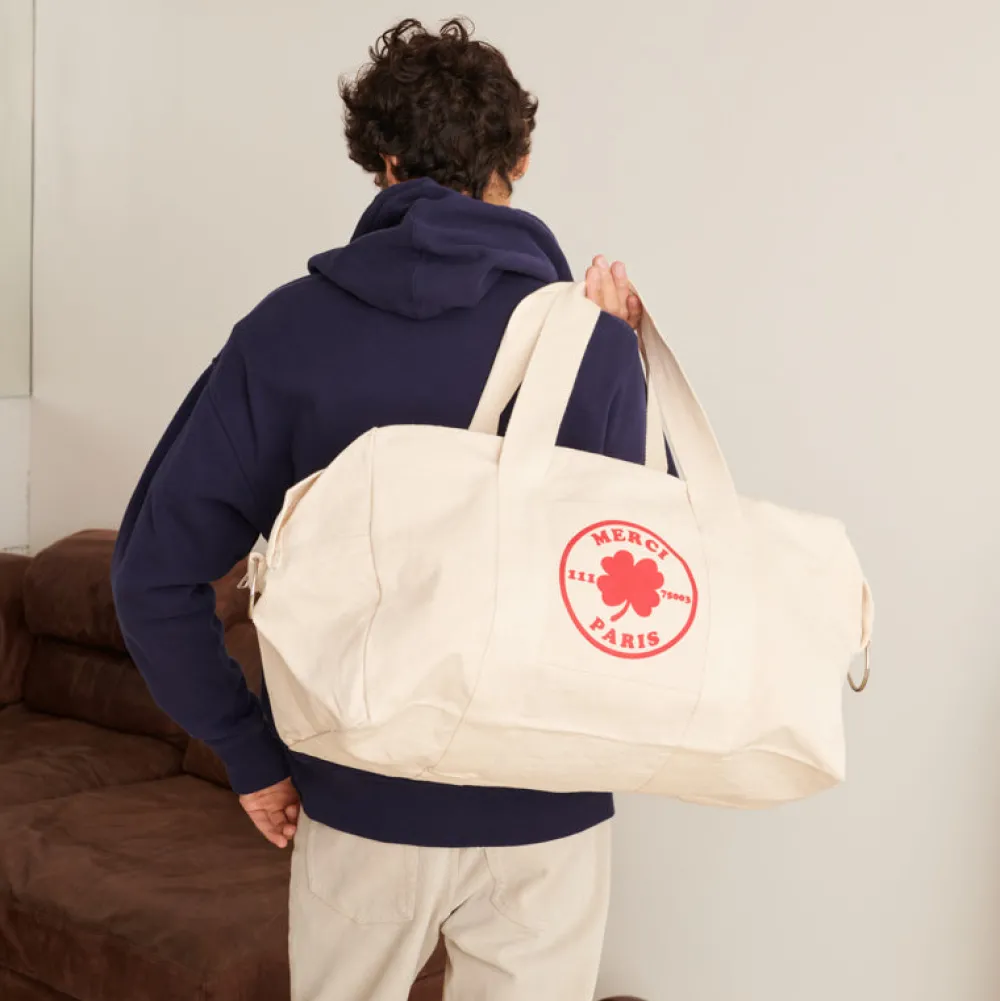 Hot 2102 VJ SOURCING Merci - Sac Weekender en canvas - Naturel