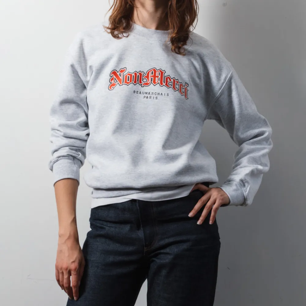 Cheap M05 Merci - Sweat Gothique Non Merci - Gris