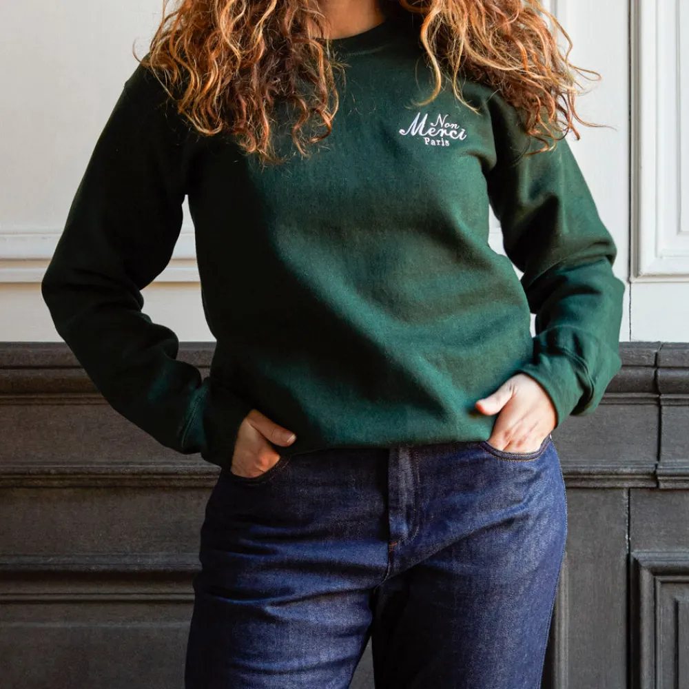 New Merci - Sweat unisexe Non "Rive Gauche" - Vert