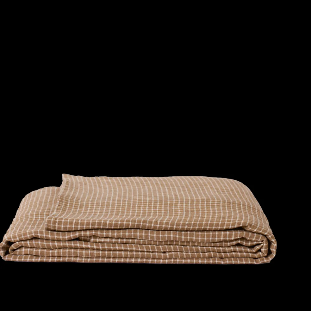 Shop 200 LINTEX Nappe en lin lavé - Carreaux Brun Cha Iro CarreauxBrunChaIro