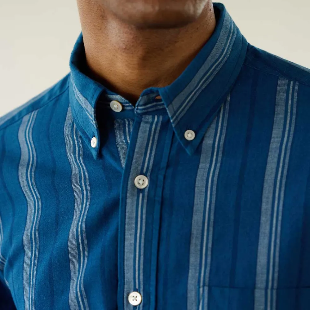 Cheap Original Madras Trading Co - Chemise N5 Classic BD Collar LS - Bleu
