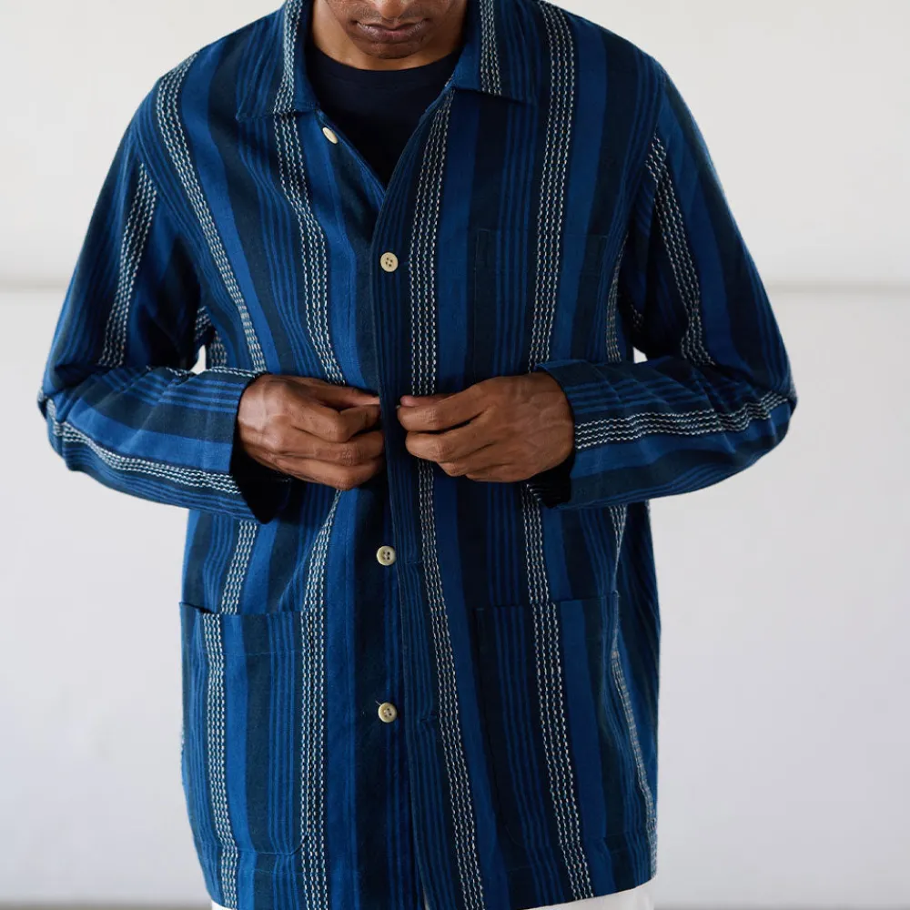 Cheap Original Madras Trading Co - Chemise N106 Stout Shirt - Bleu