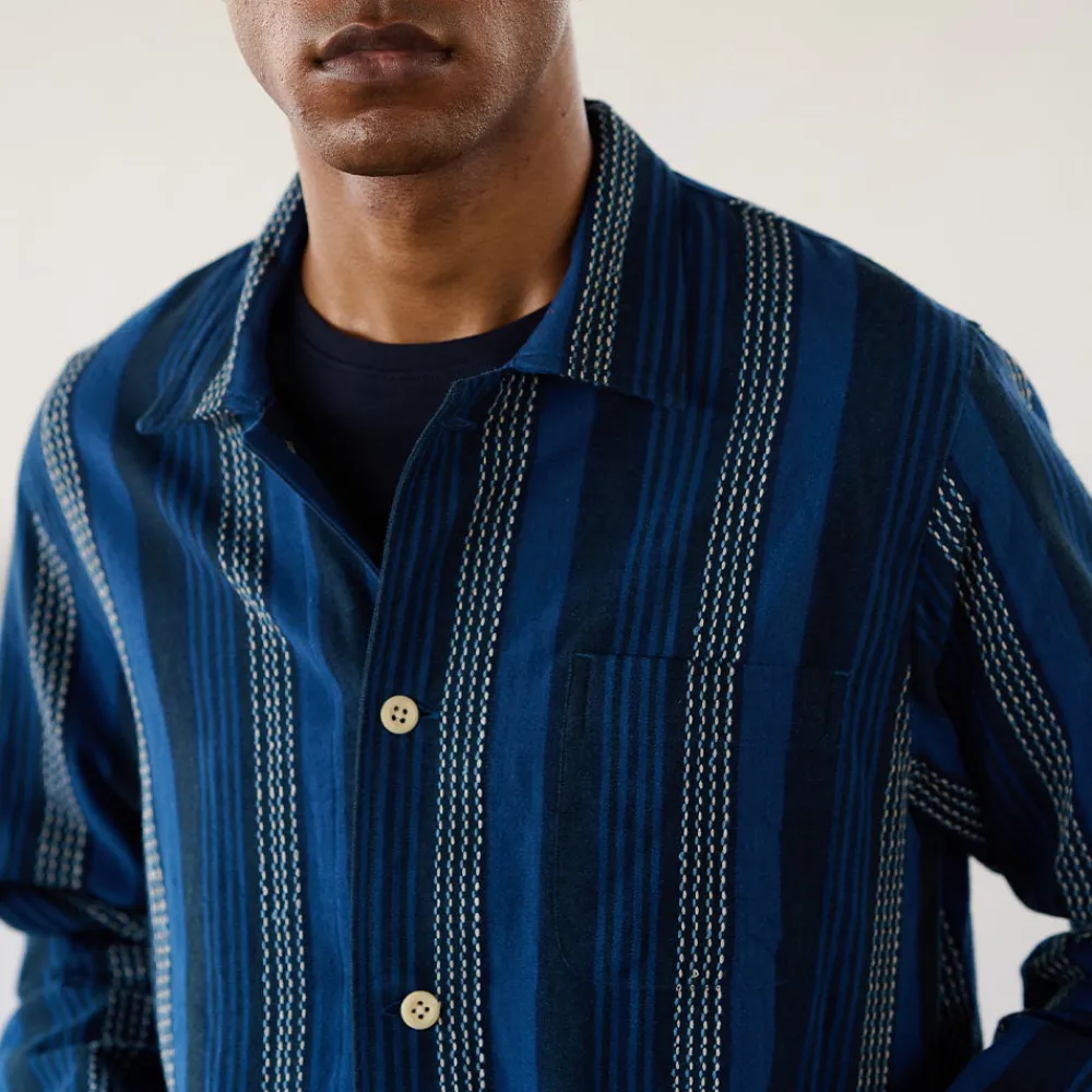 Cheap Original Madras Trading Co - Chemise N106 Stout Shirt - Bleu