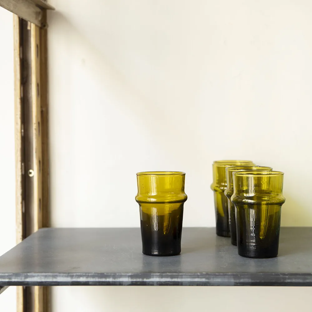Online 1286 HOUSEHOLD HARDWARE Petit verre marocain en verre soufflé - Vert foncé