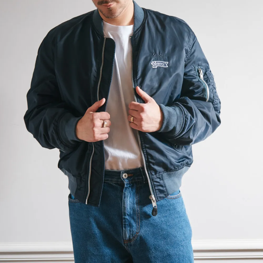 Discount Schott x Merci - Bomber Vintage - Marine