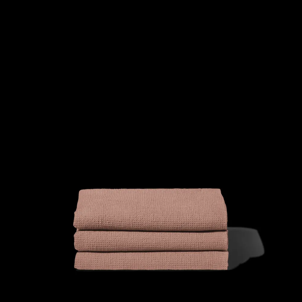Fashion 200 LINTEX Serviette de bain en lin - Nid d'abeille - Rose Argile RoseArgile