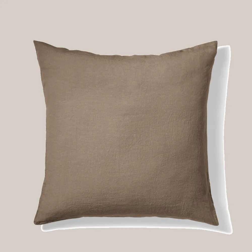 Fashion 200 LINTEX Taie d'oreiller en lin lavé - Brun Cha Iro BrunChaIro