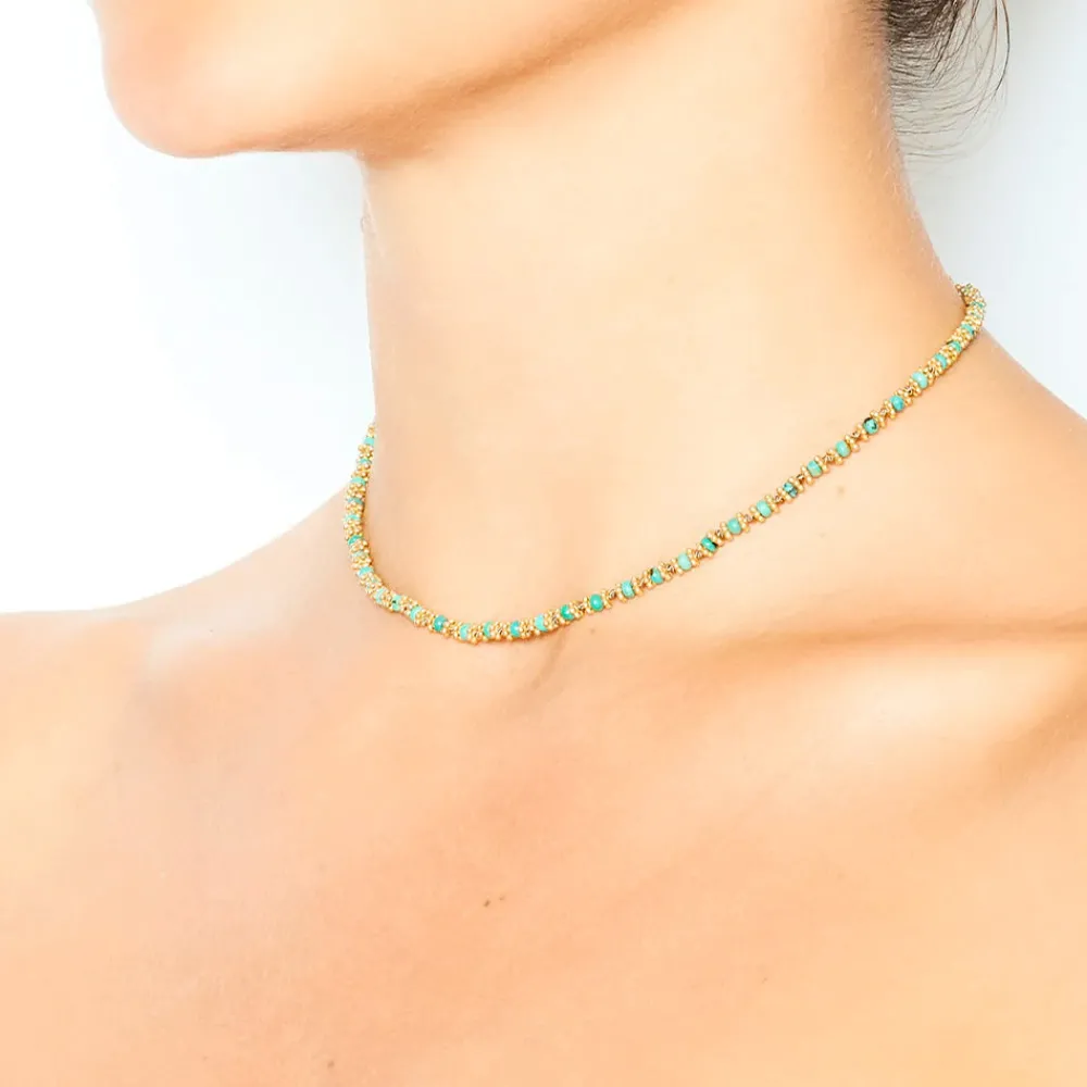 Discount TITYARAVY - Collier Kamala Turquoise - Beige
