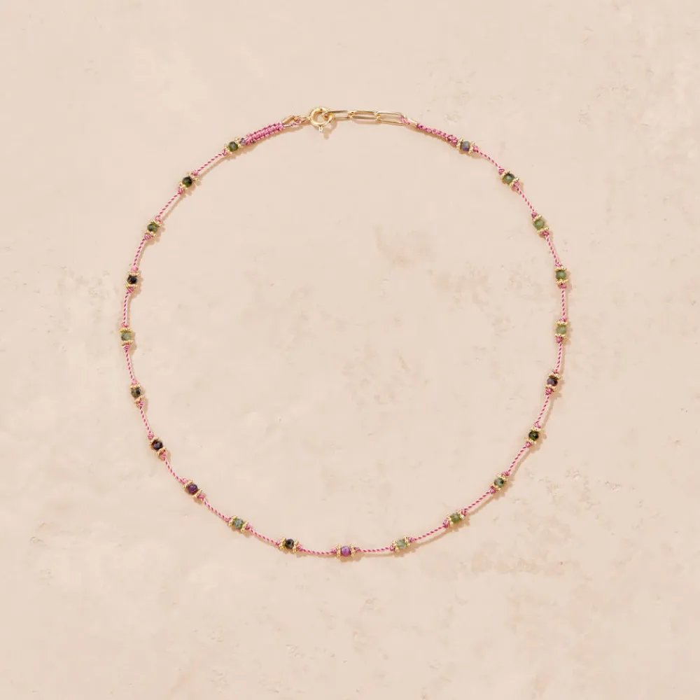 New TITYARAVY - Collier Lotus - Rose Zoïsite