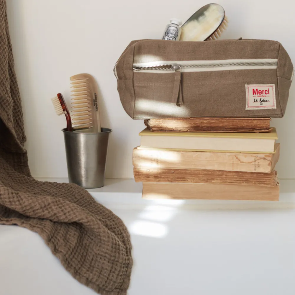 Cheap 200 LINTEX Trousse de toilette en lin lavé - Brun Cha Iro VertKomorebi